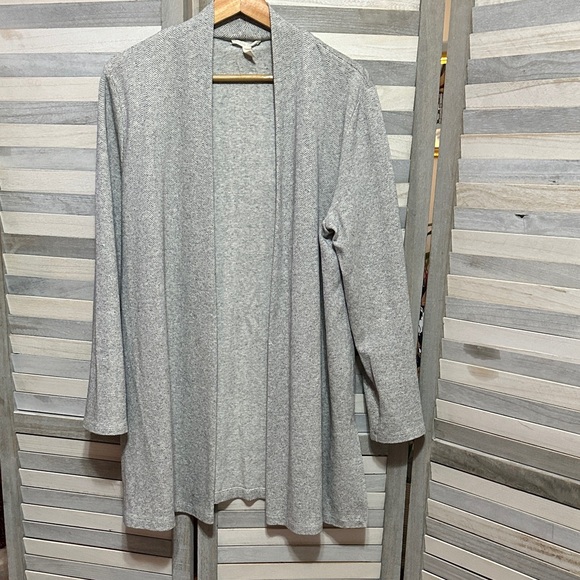 Eileen Fisher Light Gray Open Front Cardigan - Picture 1 of 4